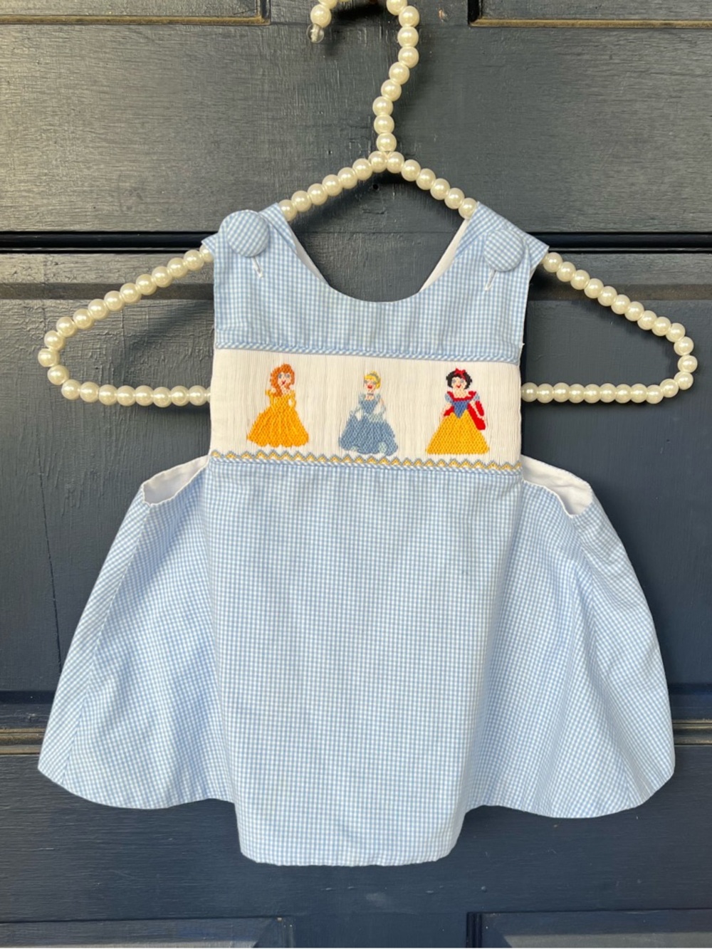 Blue Gingham Princess Smocked Shirt